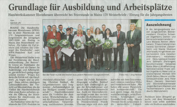 Allgemeine Zeitung Mainz vom 19.04.2008